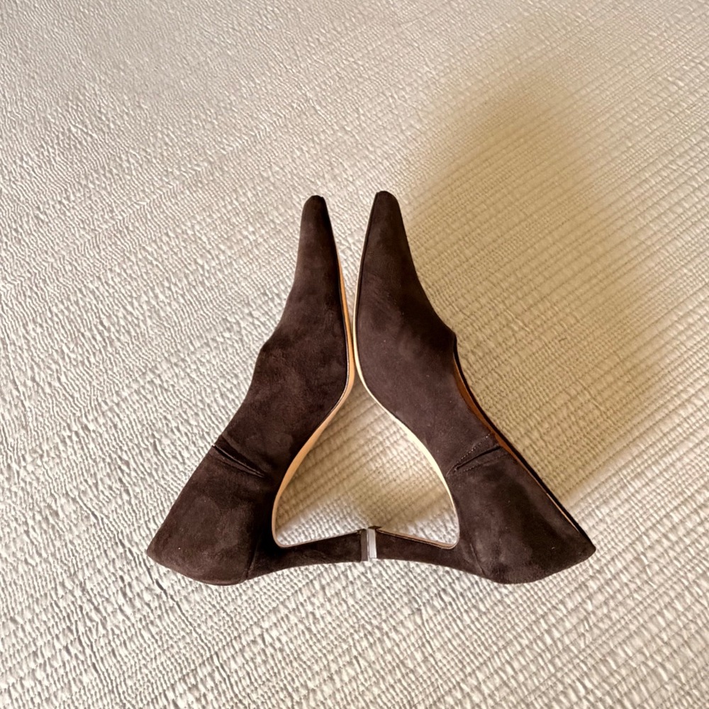 New Bruno Magli Athena‎ Dark Brown Suede Pointed Toe Pumps Heels Italy Made Sz 8 - Picture 4 of 10